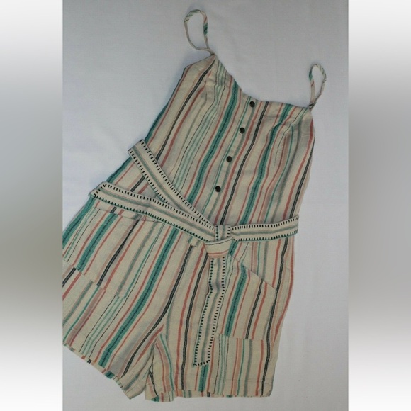 Splendid NWT Women's Belted Romper Multi Color Beige Size Small - Picture 5 of 11